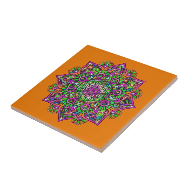 Flower Of Life - Indian Mandala 1 Tile (Side)