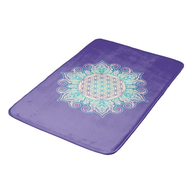 Flower Of Life - Indian Mandala 2 Bath Mat (Angled)
