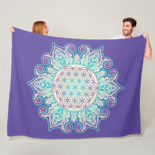 Flower Of Life - Indian Mandala 2 Fleece Blanket