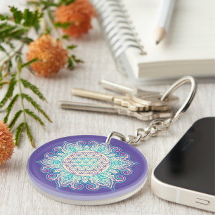 Flower Of Life - Indian Mandala 2 Key Ring