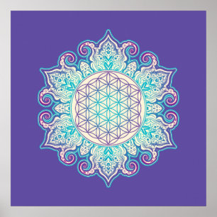 Flower Of Life - Indian Mandala 2 Poster