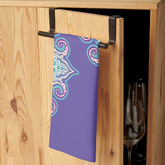 Flower Of Life - Indian Mandala 2 Tea Towel (Thirds Fold)