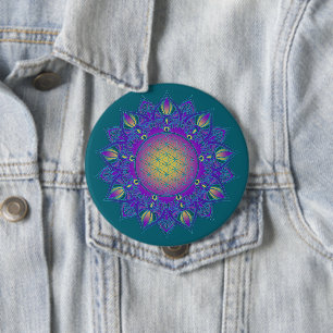 Flower Of Life - Indian Mandala 3 10 Cm Round Badge