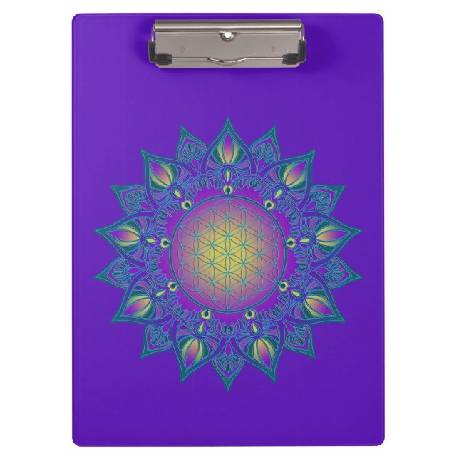 Flower Of Life - Indian Mandala 3 Clipboard (Front)