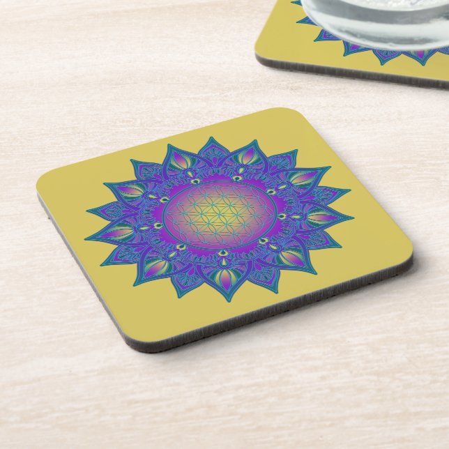 Flower Of Life - Indian Mandala 3 Coaster (Left Side)