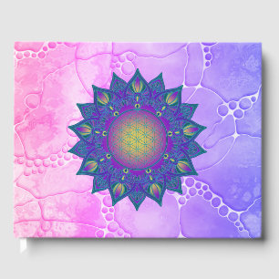 Flower Of Life - Indian Mandala 3 Guest Book