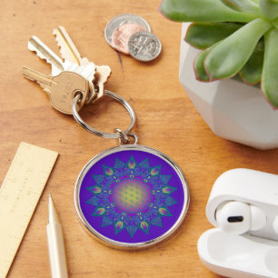 Flower Of Life - Indian Mandala 3 Key Ring