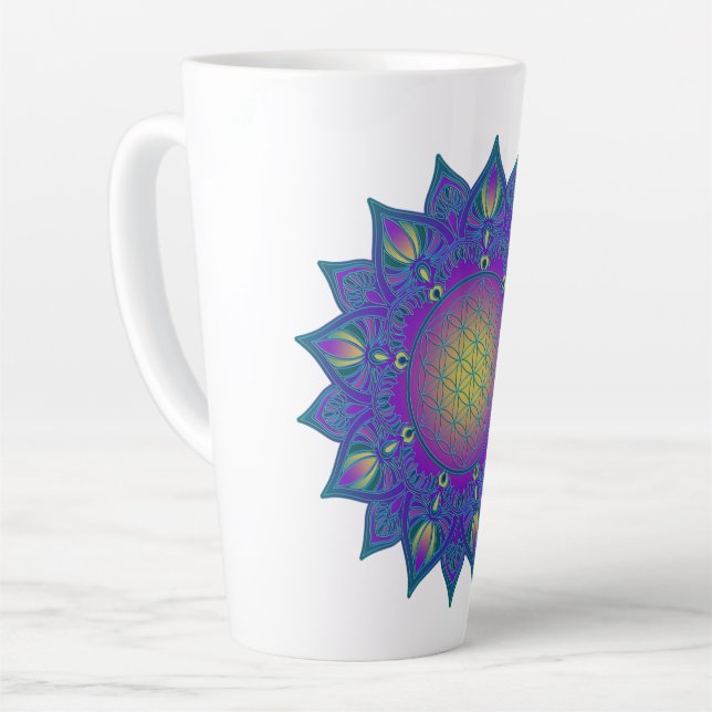 Flower Of Life - Indian Mandala 3 Latte Mug (Left Angle)