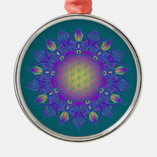 Flower Of Life - Indian Mandala 3 Metal Tree Decoration