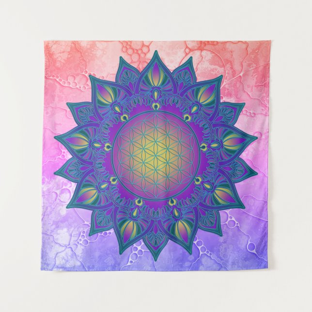 Flower Of Life - Indian Mandala 3 Tapestry (Front)