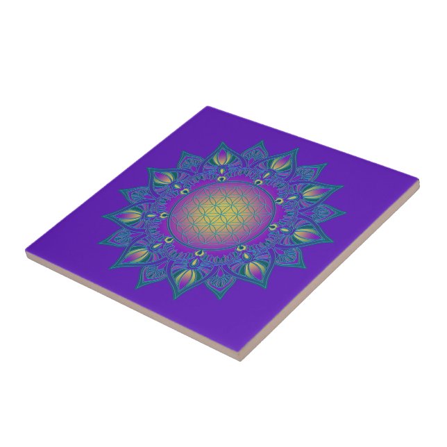 Flower Of Life - Indian Mandala 3 Tile (Side)