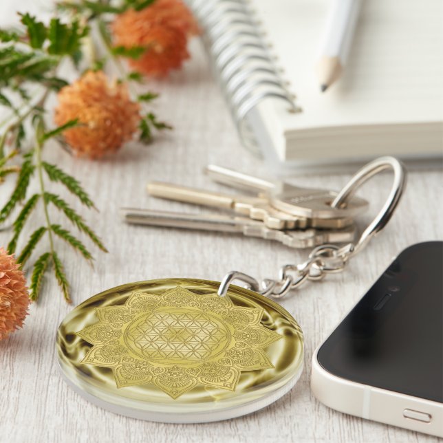 Flower Of Life - Indian Mandala 4 Key Ring (Front Right)