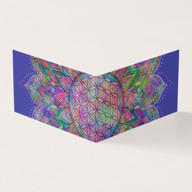 Flower Of Life - Indian Mandala 7c Business Card (Outside)