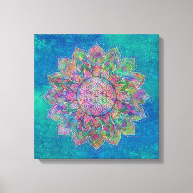 Flower Of Life - Indian Mandala 7c Canvas Print (Front)