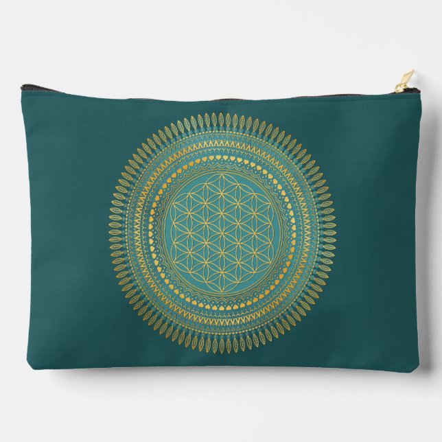 Flower Of Life - Indigenous Mandala 1 Accessory Pouch (Back)