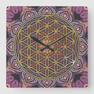 Flower Of Life - knitting seamless pattern V Square Wall Clock