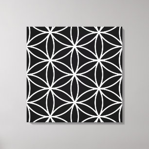 Flower of Life Large Ptn White on Black Canvas Print