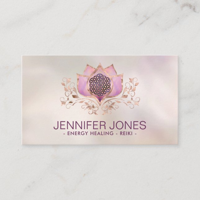 Flower of life lotus flower ornament  business card (Front)