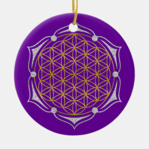 Flower Of Life - Lotus gold silver Ceramic Tree Decoration