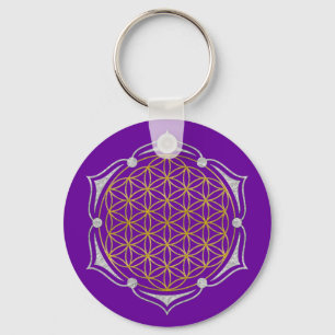 Flower Of Life - Lotus gold silver Key Ring