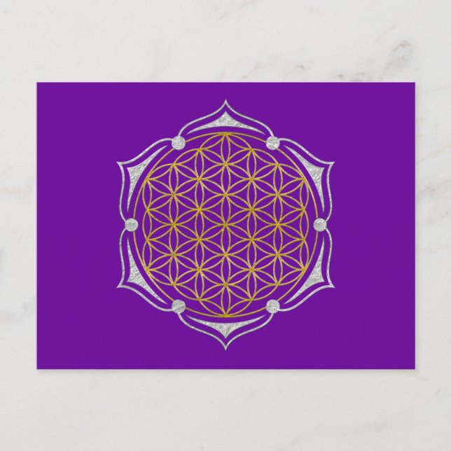 Flower Of Life - Lotus gold silver Postcard (Front)