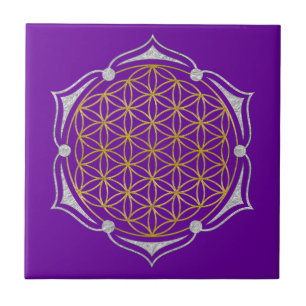 Flower Of Life - Lotus gold silver Tile