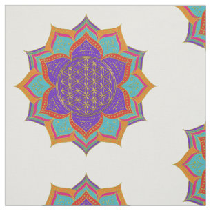 Flower of Life - LOTUS ornaments gold I Fabric