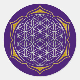 Flower Of Life - Lotus silver gold Classic Round Sticker