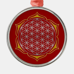 Flower Of Life - Lotus silver gold Metal Tree Decoration