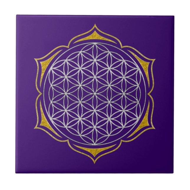 Flower Of Life - Lotus silver gold Tile (Front)