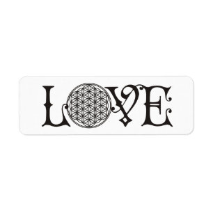 Flower Of Life - LOVE lettering tattoo black