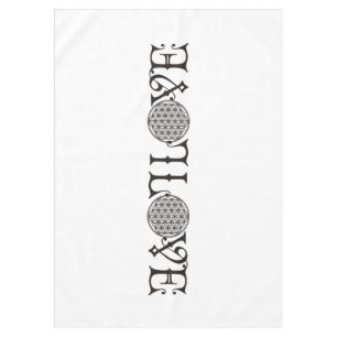 Flower Of Life - LOVE lettering tattoo black Tablecloth