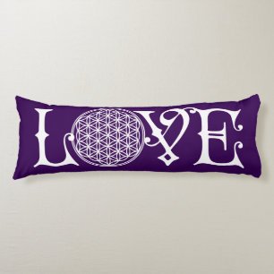 Flower Of Life - LOVE lettering tattoo white Body Cushion