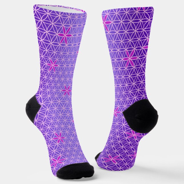 FLOWER OF LIFE - magenta pink pattern Socks (Angled)