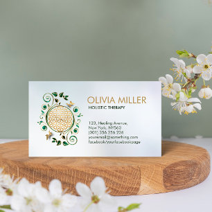 Flower of Life - Malachite Swirl and Butterflies Business Card