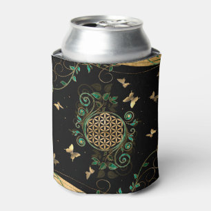 Flower of Life - Malachite Swirl and Butterflies Can Cooler