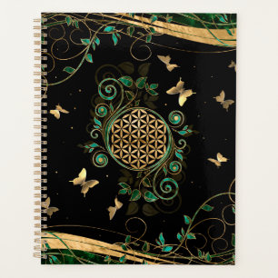 Flower of Life - Malachite Swirl and Butterflies Planner