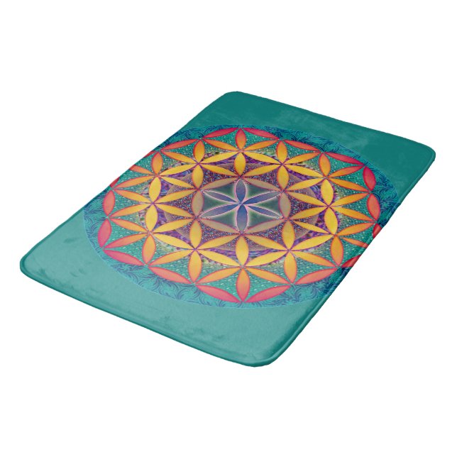 Flower of Life Mandala Bath Mat (Angled)