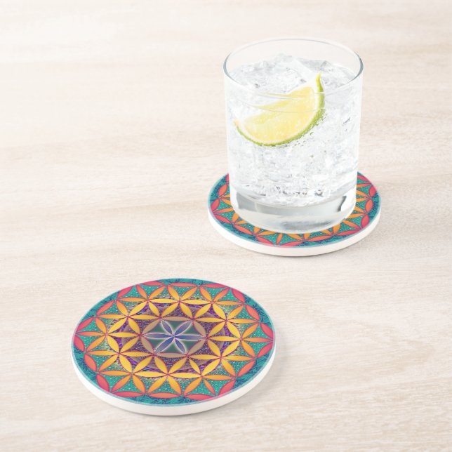 Flower of Life Mandala Coaster (Side)