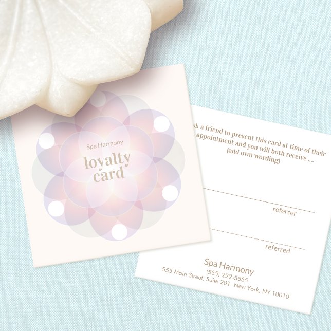 Flower of Life Mandala Customer Loyalty 6 Punch Square Business Card (Creator Uploaded)