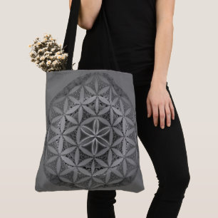 Flower of Life Mandala Grey Tote Bag