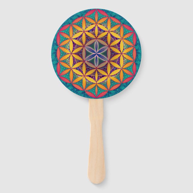 Flower of Life Mandala Hand Fan (Back)