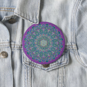 Flower Of Life - Mandala India Style 1 10 Cm Round Badge