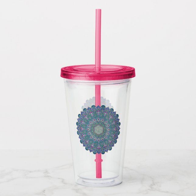 Flower Of Life - Mandala India Style 1 Acrylic Tumbler (Front)