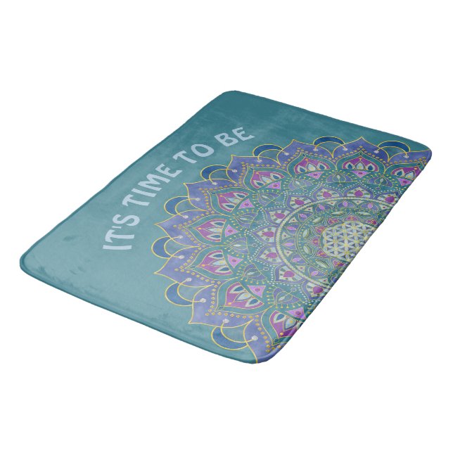 Flower Of Life - Mandala India Style 1 Bath Mat (Angled)