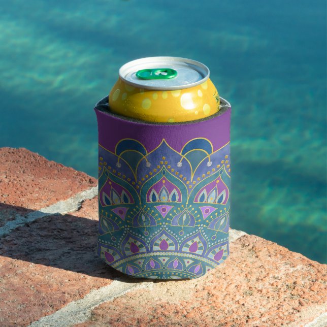 Flower Of Life - Mandala India Style 1 Can Cooler (In Situ Pool)