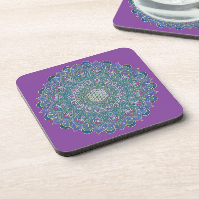 Flower Of Life - Mandala India Style 1 Coaster (Left Side)