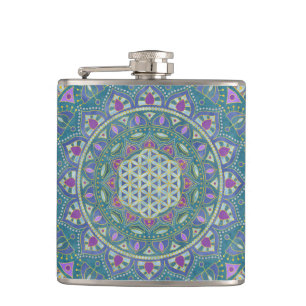 Flower Of Life - Mandala India Style 1 Hip Flask