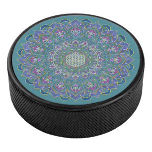 Flower Of Life - Mandala India Style 1 Hockey Puck