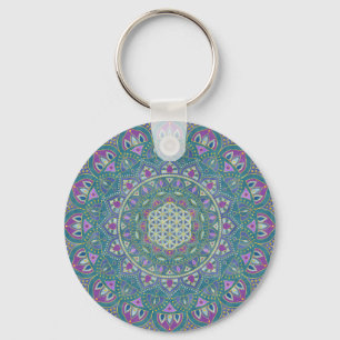 Flower Of Life - Mandala India Style 1 Key Ring